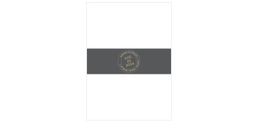 Composed from the heart, with a french grey background and embellished with a postmark emblem in gold foil and smoky taupe, the Note Home Foil Belly Bands are used to neatly package the rest of your wedding suite!