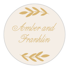 Beautiful in their sheer simplicity, our Glimmering Garland Foil Stickers feature your names in a flowing cursive, in the same shining gold-foil as the leaves that form a border along the top and bottom.
