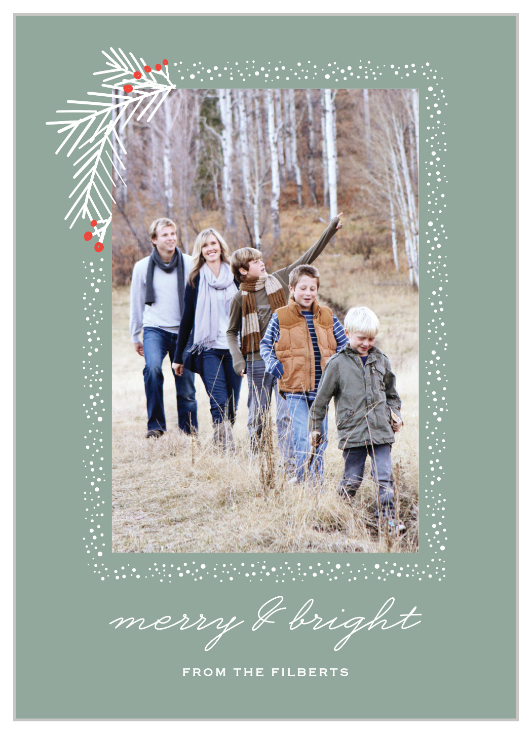 Pine Branches Photo Holiday Cards