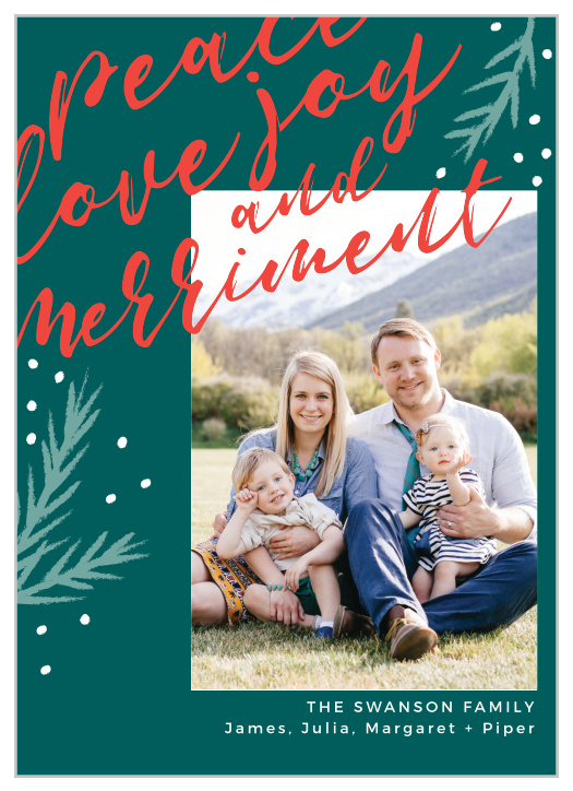 This winter season calls for peace, love and joy in the form of our Modern Swash Photo Holiday Cards!