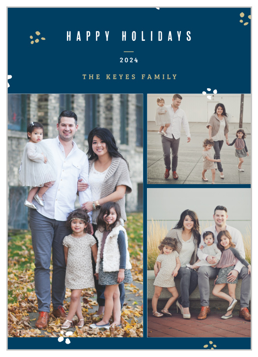 Decorated wth scattered bits of white and pseudo gold confetti atop a dark cloud blue background.