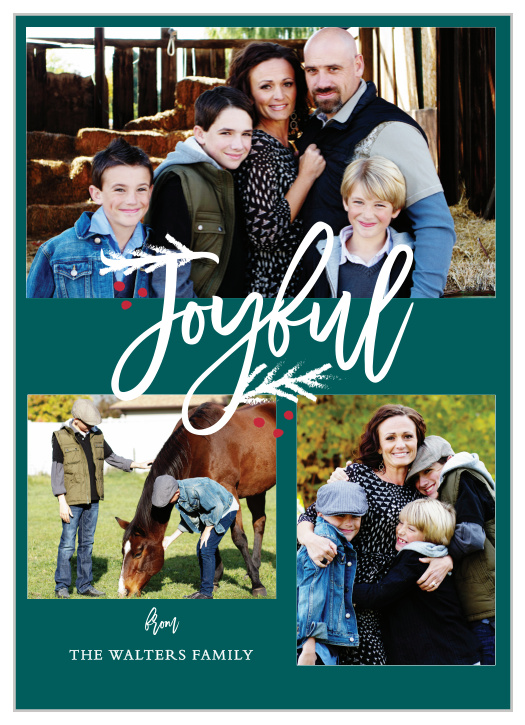 Bring some joy to your family and friends this holiday season with the Joyful Cheer Photo Holiday Cards.