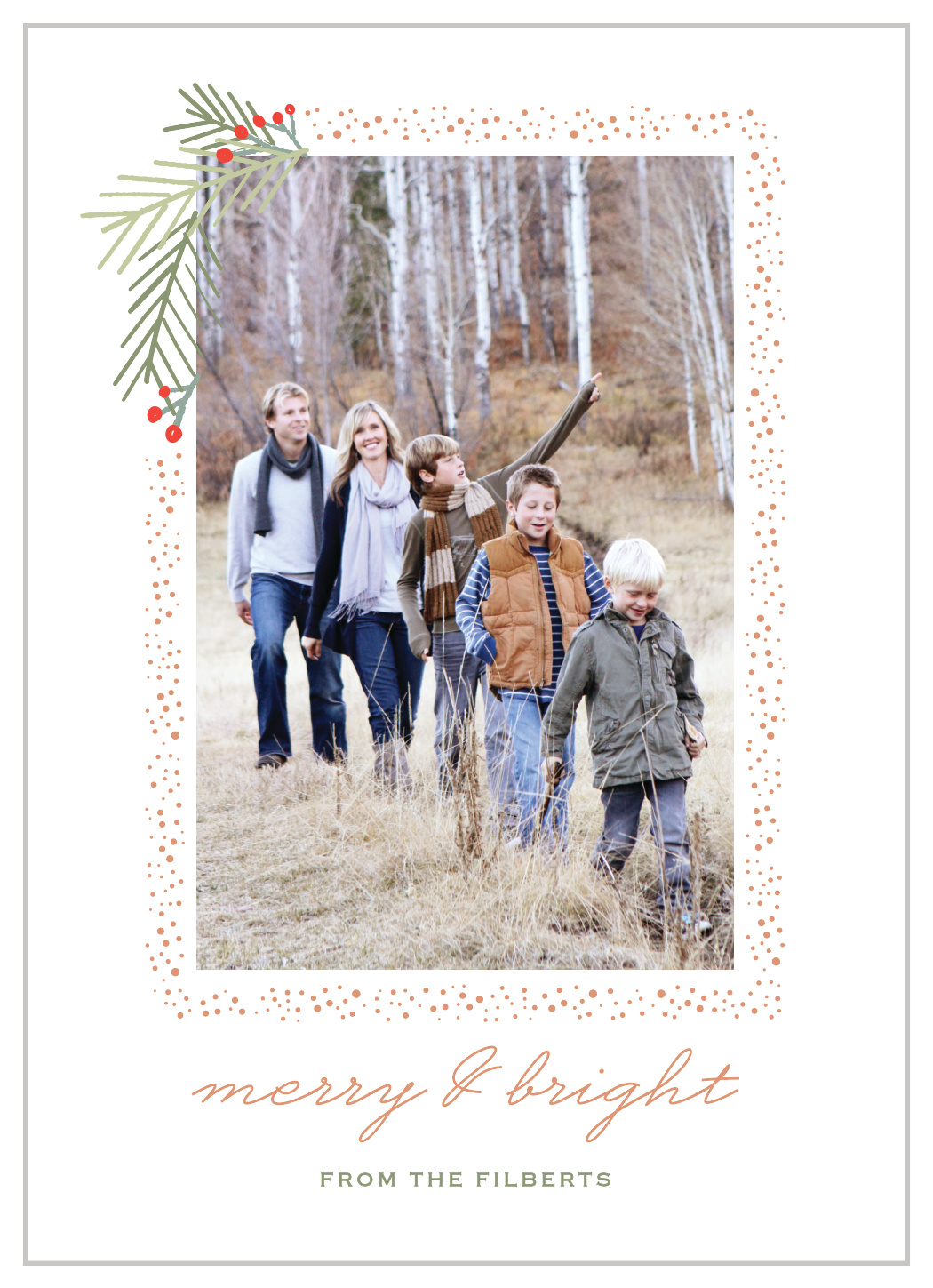 Pine Branches Foil Photo Holiday Cards
