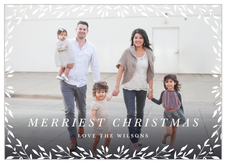 Choose one of your favorite photos to serve as the background for our Leaf Frame Photo Christmas Cards.