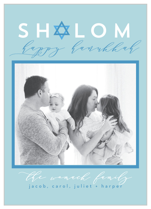 Hanukkah your holiday greeting to all your family and friends with the Seasonal Shalom Photo Holiday Cards.