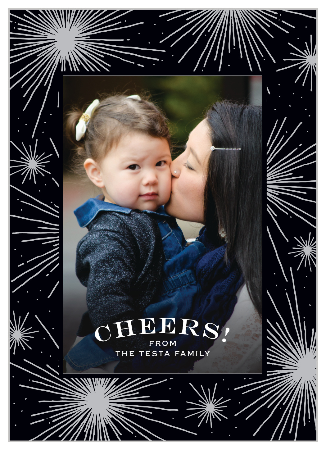 Cheerful Fireworks Photo New Years Cards