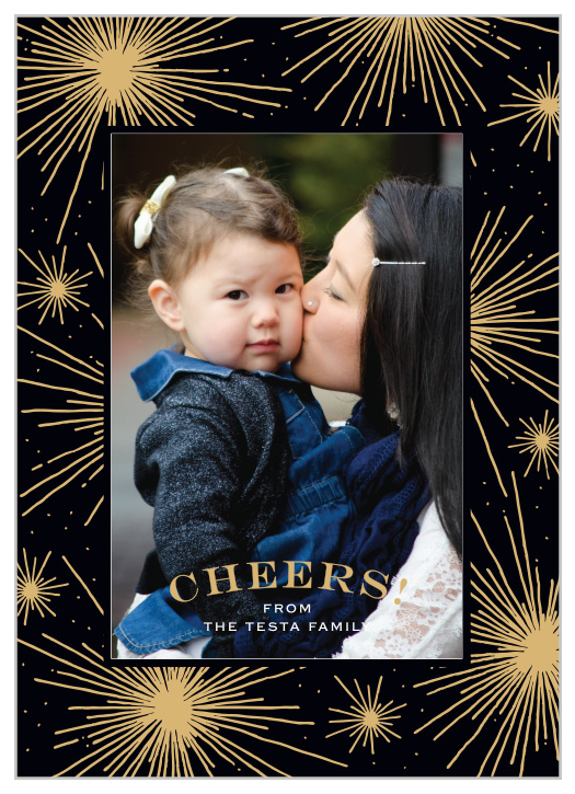 Make your holidays explode with festivity with our Cheerful Fireworks Foil Photo New Years Cards.