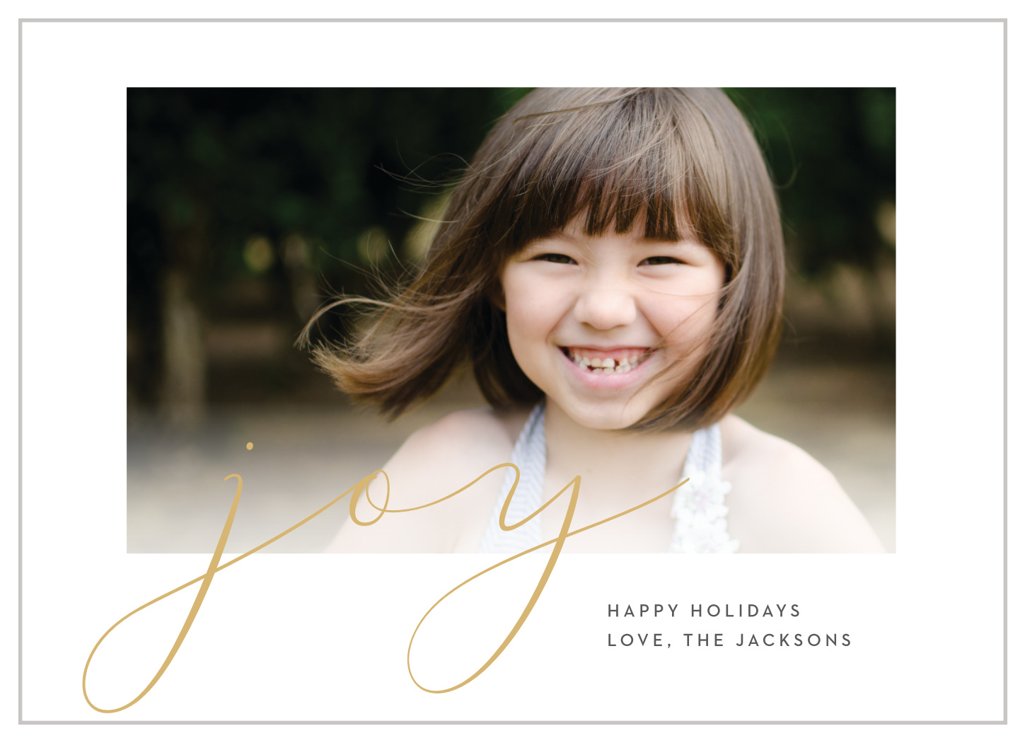 Casual Script Foil Photo Holiday Cards