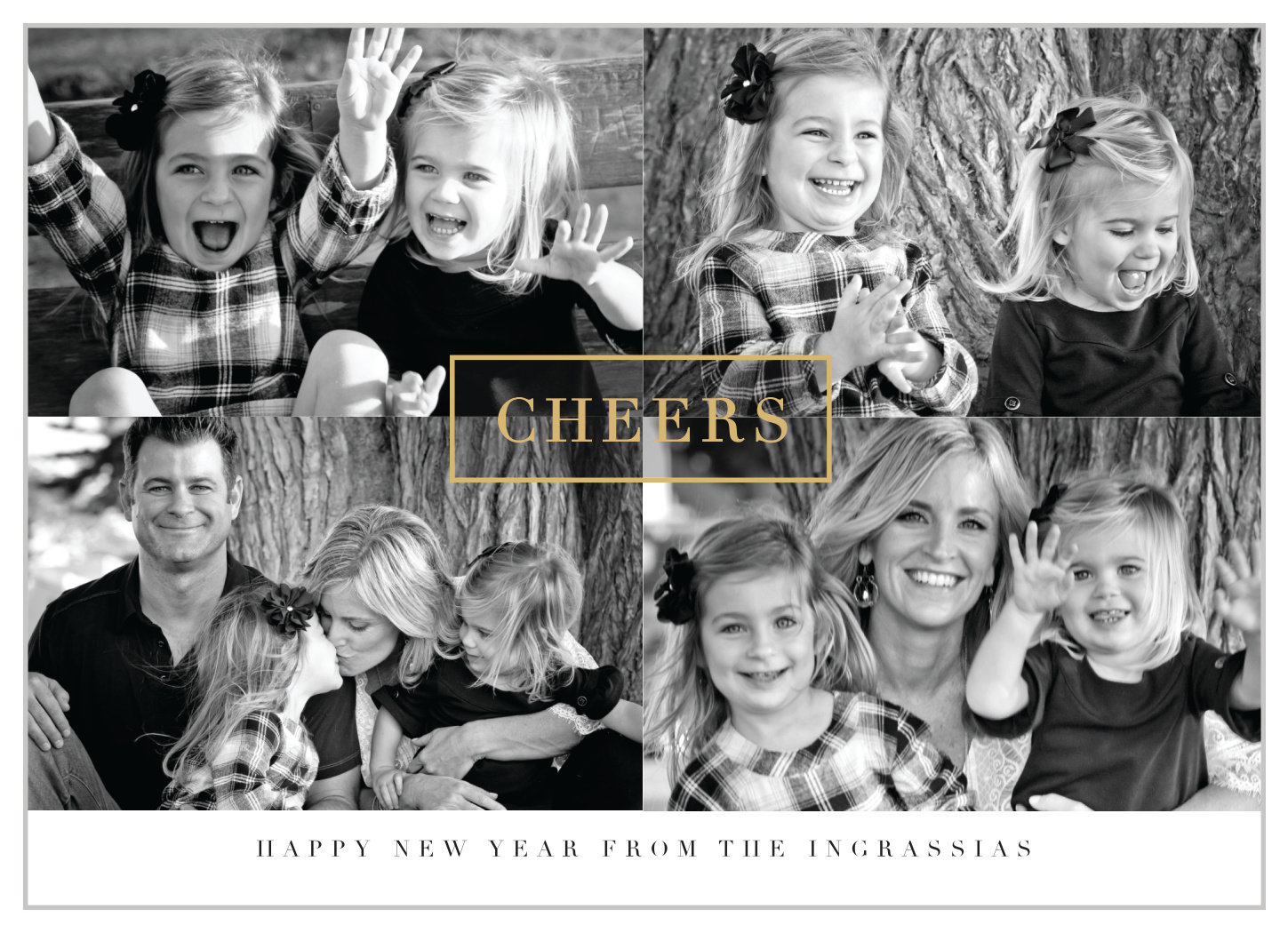 Center Square Foil Photo New Years Cards