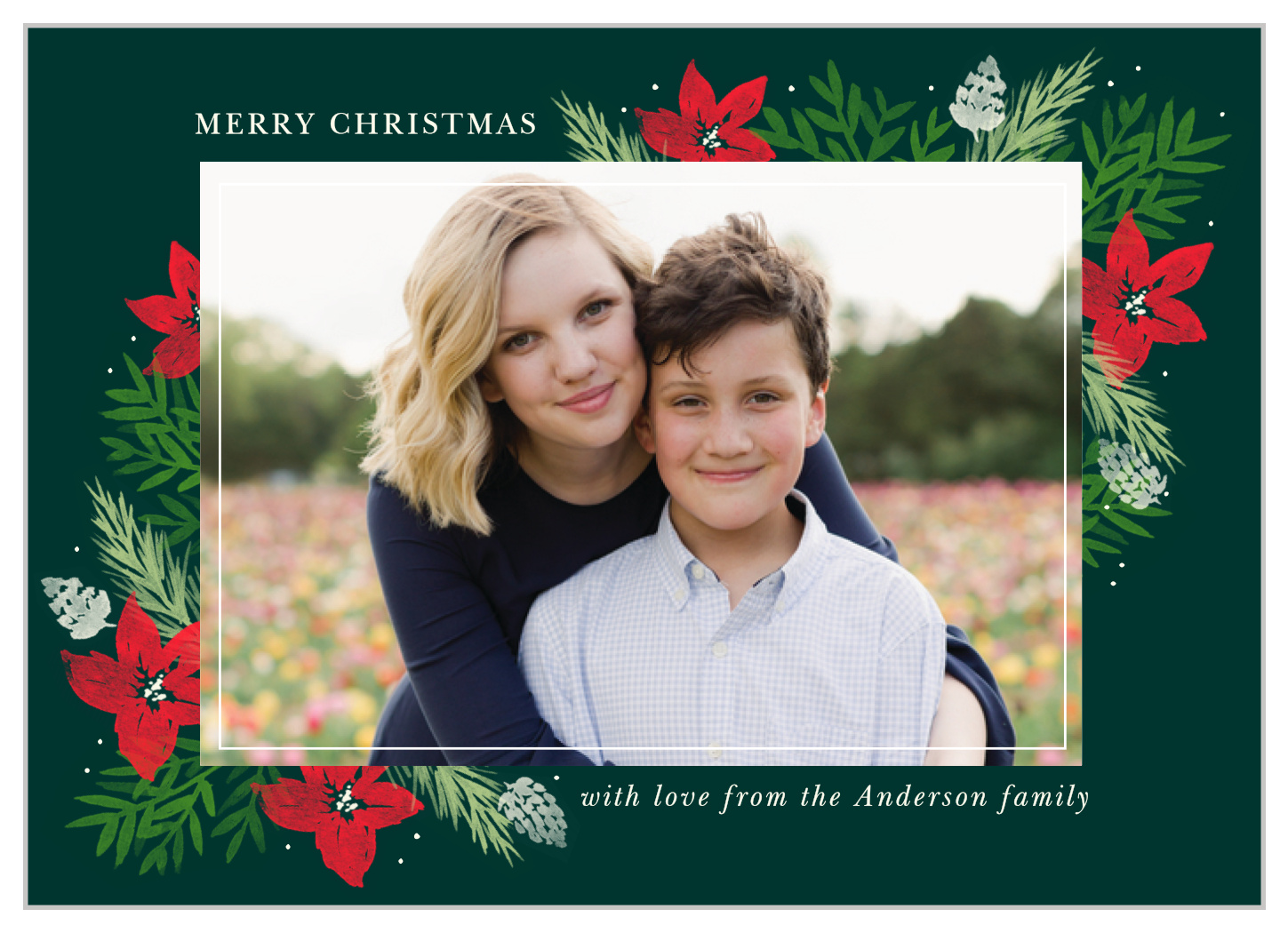 Classic Florals Photo Christmas Cards