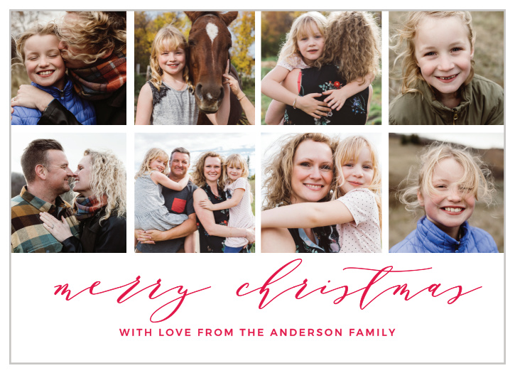 If you're having a hard time narrowing down all of those cute family photos you have, the Christmas Grid Photo Christmas Cards is the perfect card for you.