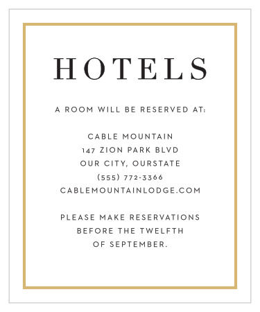 Our Opaque Photo Flair Accommodation Cards recommend your favorite local hotel to out-of-town family and friends.