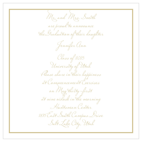 The Traditionally Classic Graduation Invitation with its simple yet well-crafted design can be customized to fit almost any taste. 