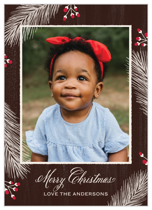 Keep your Holiday Cards classic this year using the Pine Bough Photo Christmas Cards.