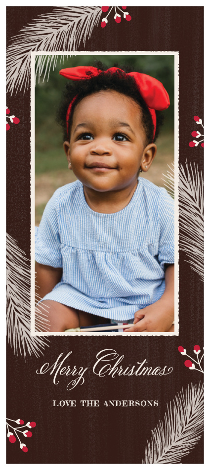 Keep your Holiday Cards classic this year using the Pine Bough Tea Photo Christmas Cards.