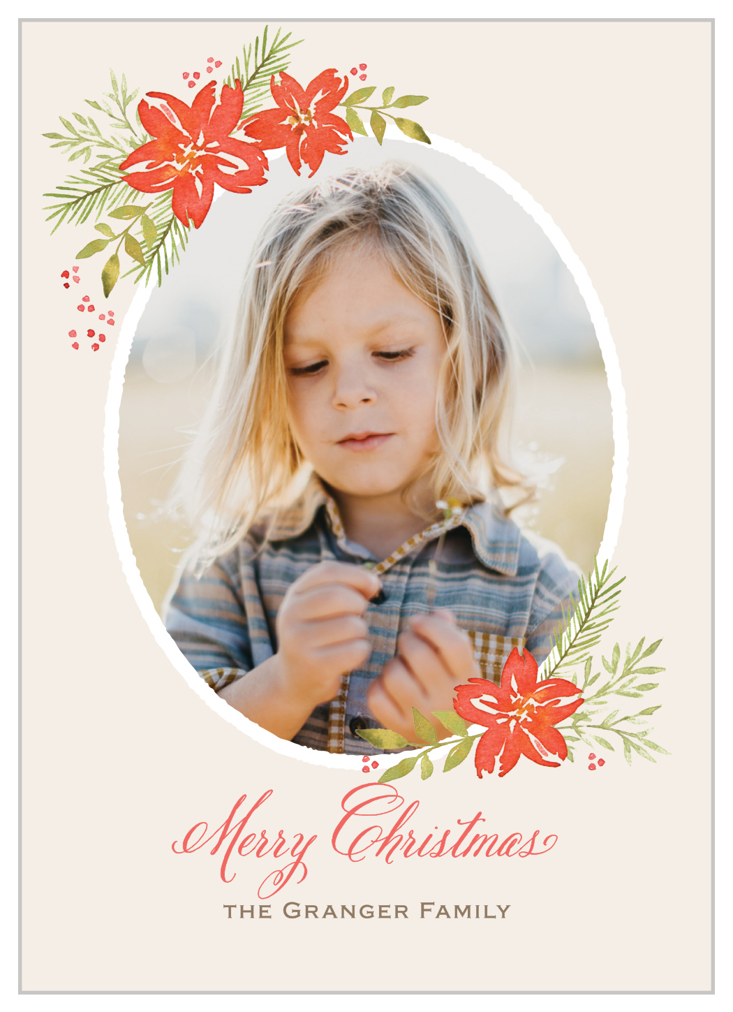 Pretty Poinsettias Photo Christmas Cards