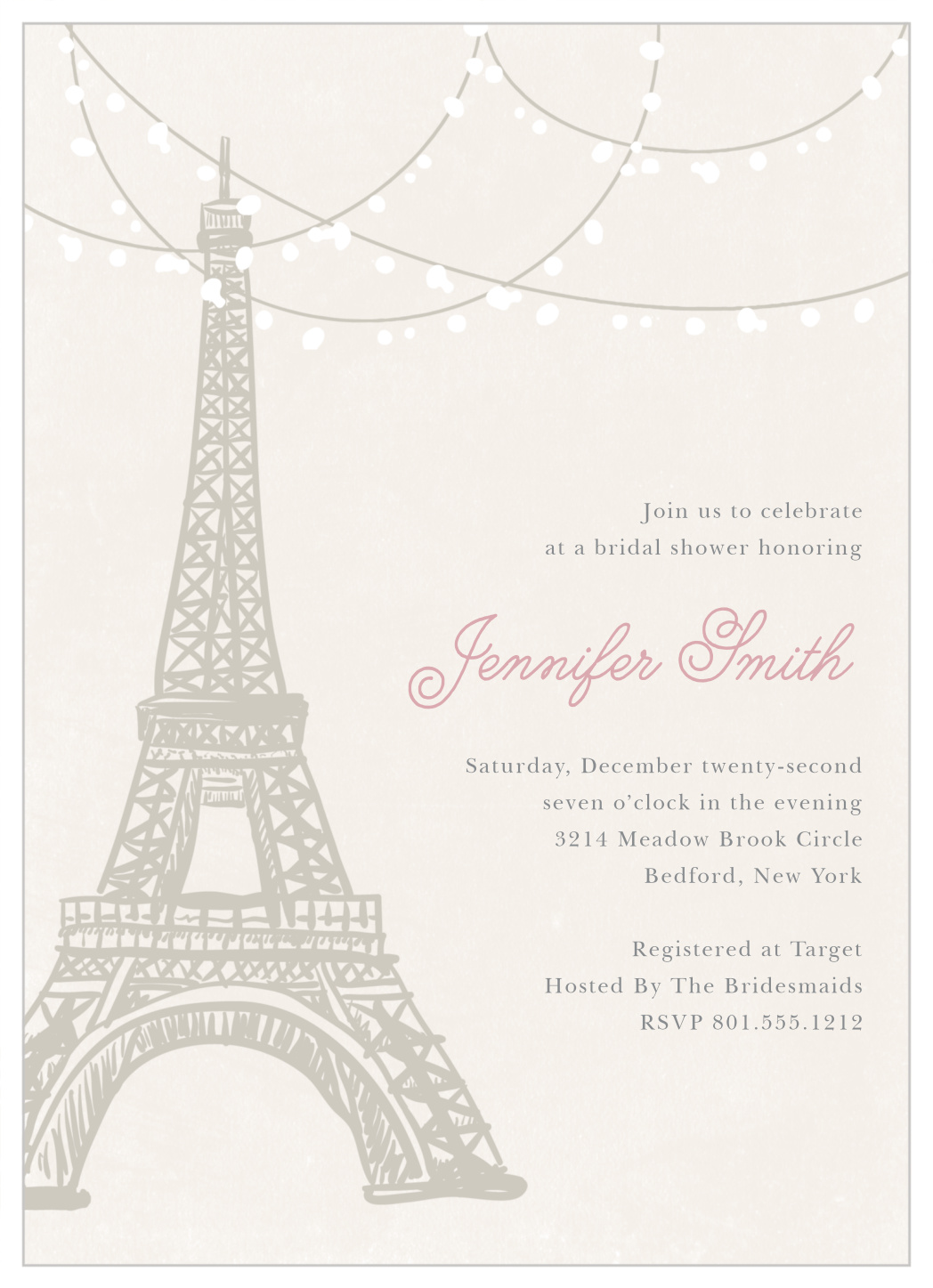 Paris Tower Bridal Shower Invitations