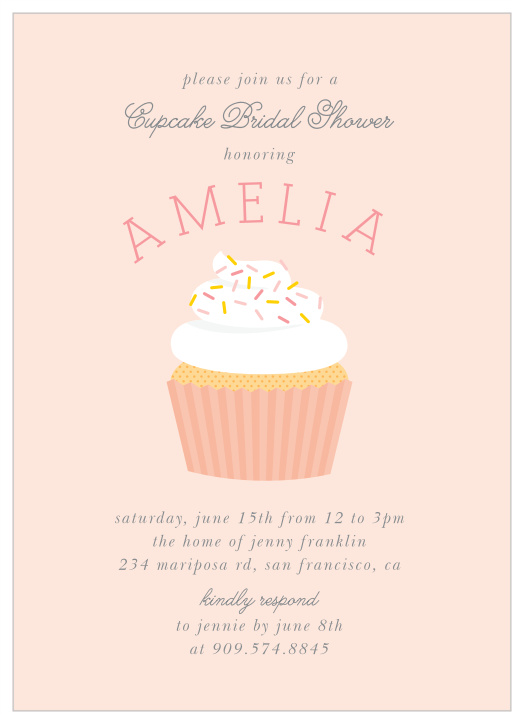 The Cupcake Bridal invitation is a fun modern way to invite your friends and family to come celebrate the bride-to-be! 