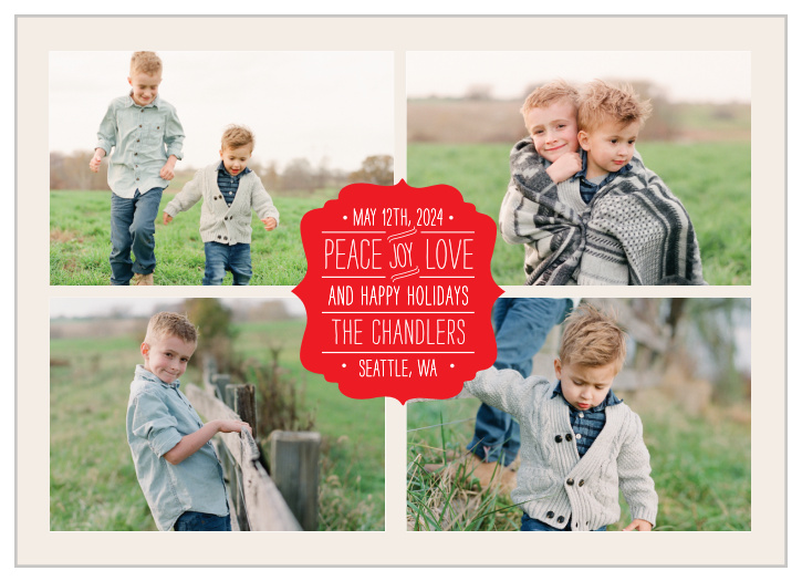 Upload your own favorite photos to create the perfect quartet for your Simple Seal Photo Christmas Cards.