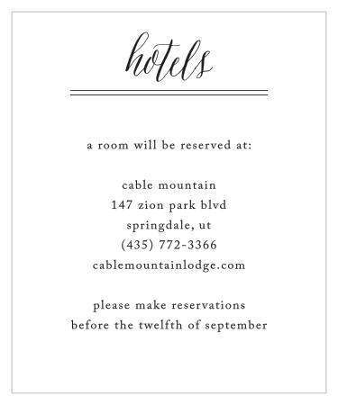 Rustic Chic Accommodation Cards