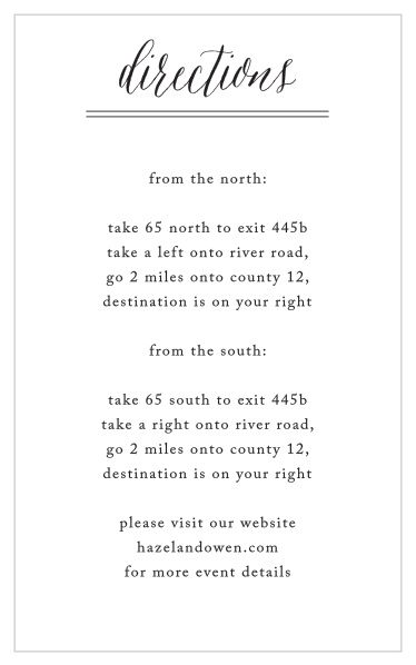 The Rustic Chic Direction Cards are simple and stylish!
