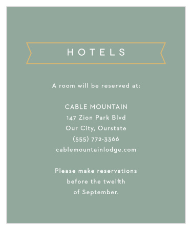 Let family and friends know where you have booked a block of rooms with our Contemporary Banner Accommodation Cards.