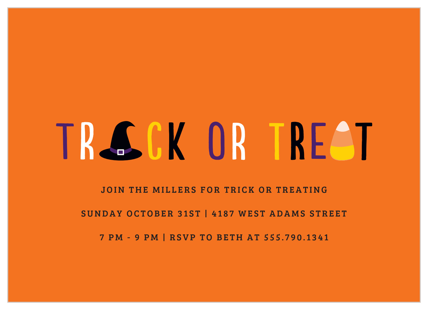 Clean Trick or Treat Halloween Invitations