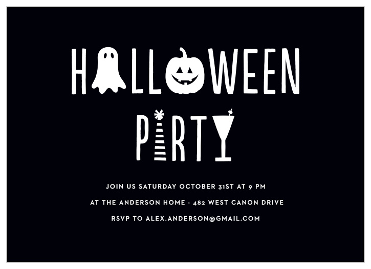 Guarantee that your house is filled with spooky costumers on Halloween using our Spooky Contemporary Halloween Party Invitations.