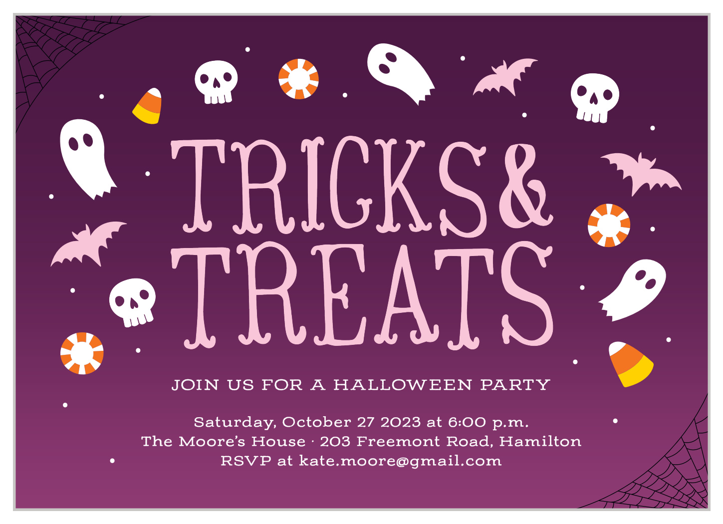 Tricks & Treats Halloween Invitations