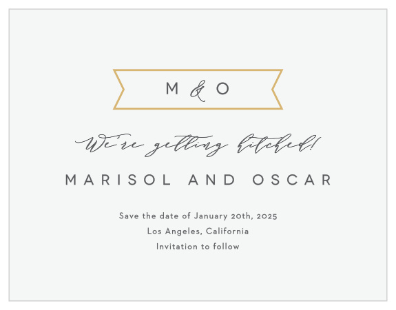 Family and friends are sure to mark your wedding date on their calendars when you send out our Contemporary Banner Save the Date Magnets.