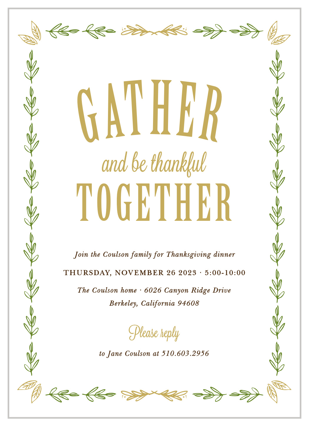Gather Together Thanksgiving Invitations