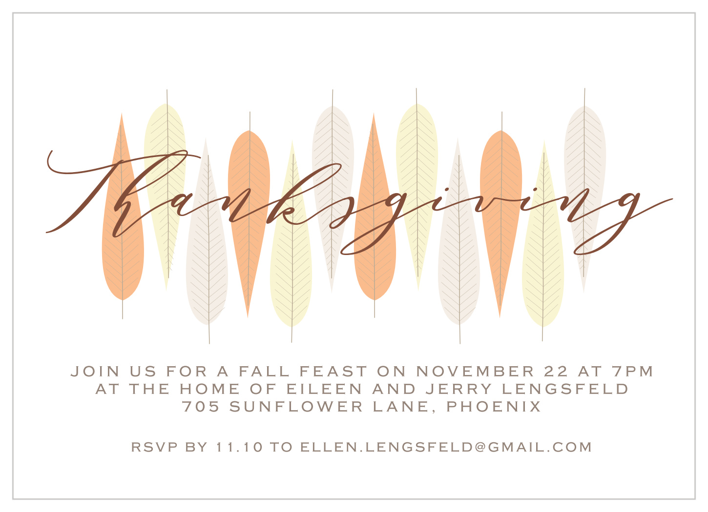 Mid Century Leaves Thanksgiving Invitations