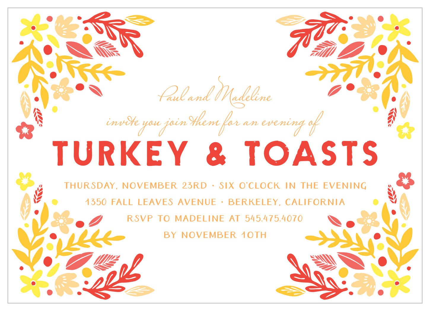 Vibrant Frame Thanksgiving Invitations