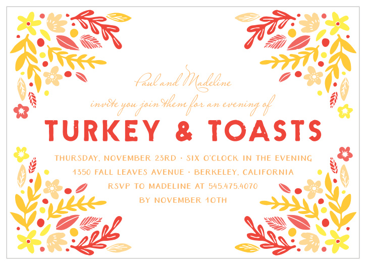Invite your friends and family to the perfect Thanksgiving dinner with our Vibrant Frame Thanksgiving Party Invitation.