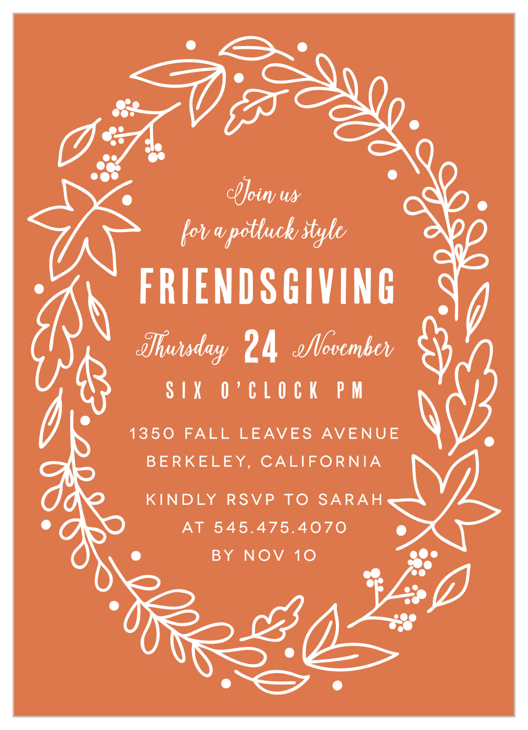 Friendsgiving Wreath Thanksgiving Invitations