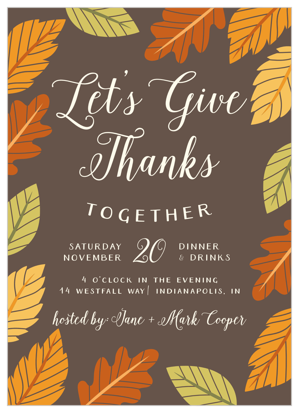 Gratefully Together Thanksgiving Invitations