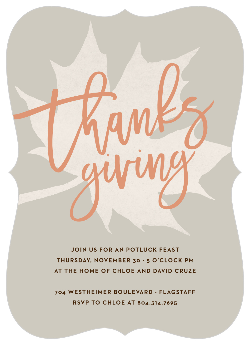 Leafy Watercolor Thanksgiving Invitations