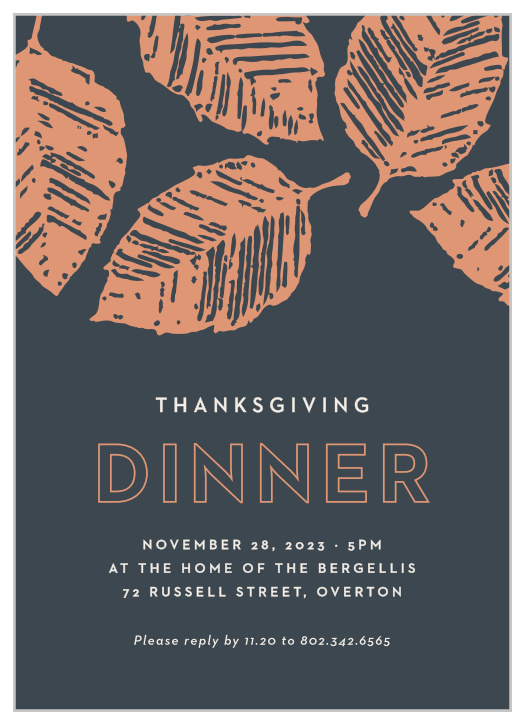 Send out a warm welcoming invitation with the Freshly Fallen Foil Thanksgiving Party Invitation.