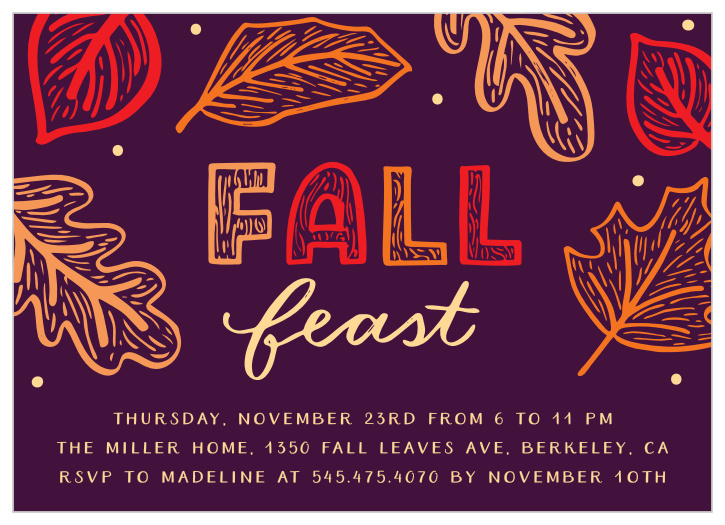 Send the feeling of fall with the Fall Leaves Thanksgiving Party Invitation.