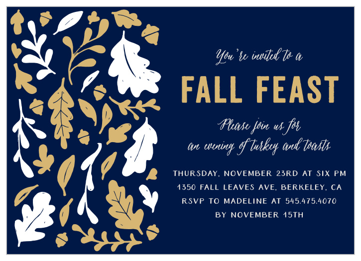 Make sure you party invitations have some class with the Fall Feast Foil Thanksgiving Party Invitation.