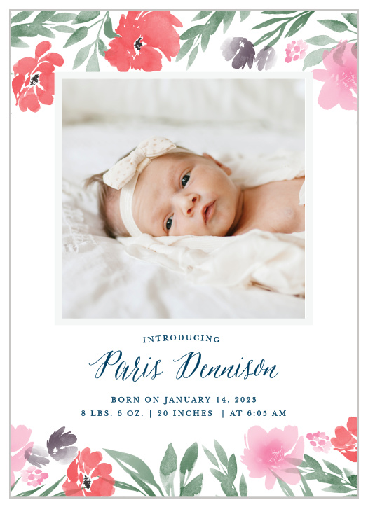 Birth Announcement - Girl, A 2-sided birth announcement wit…