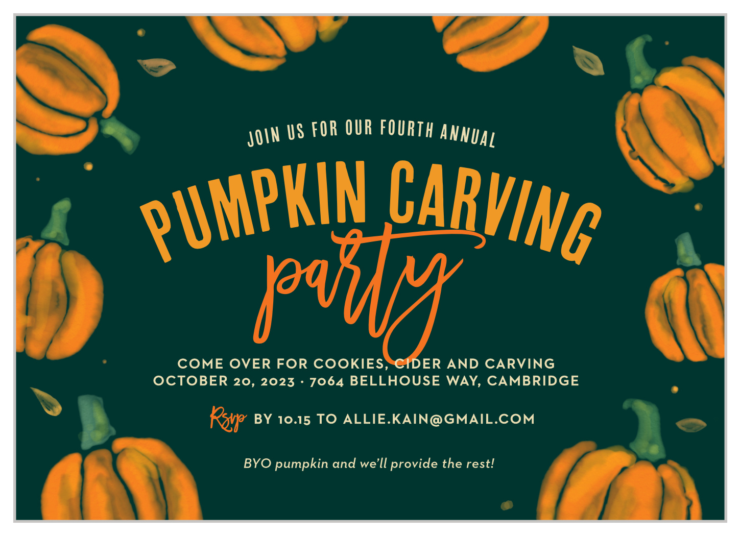 Pumpkin Carving Halloween Invitations