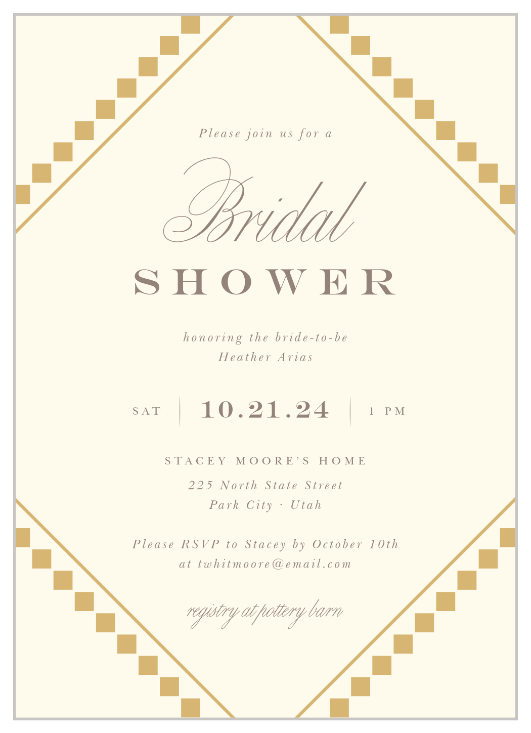 Fancy Ritz Bridal Shower Invitations