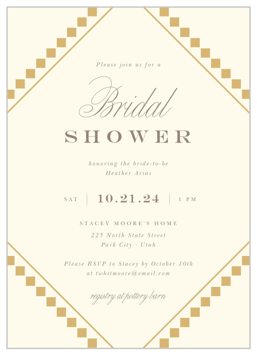 Announce your shower in style with our Fancy Ritz Bridal Shower Invitations.