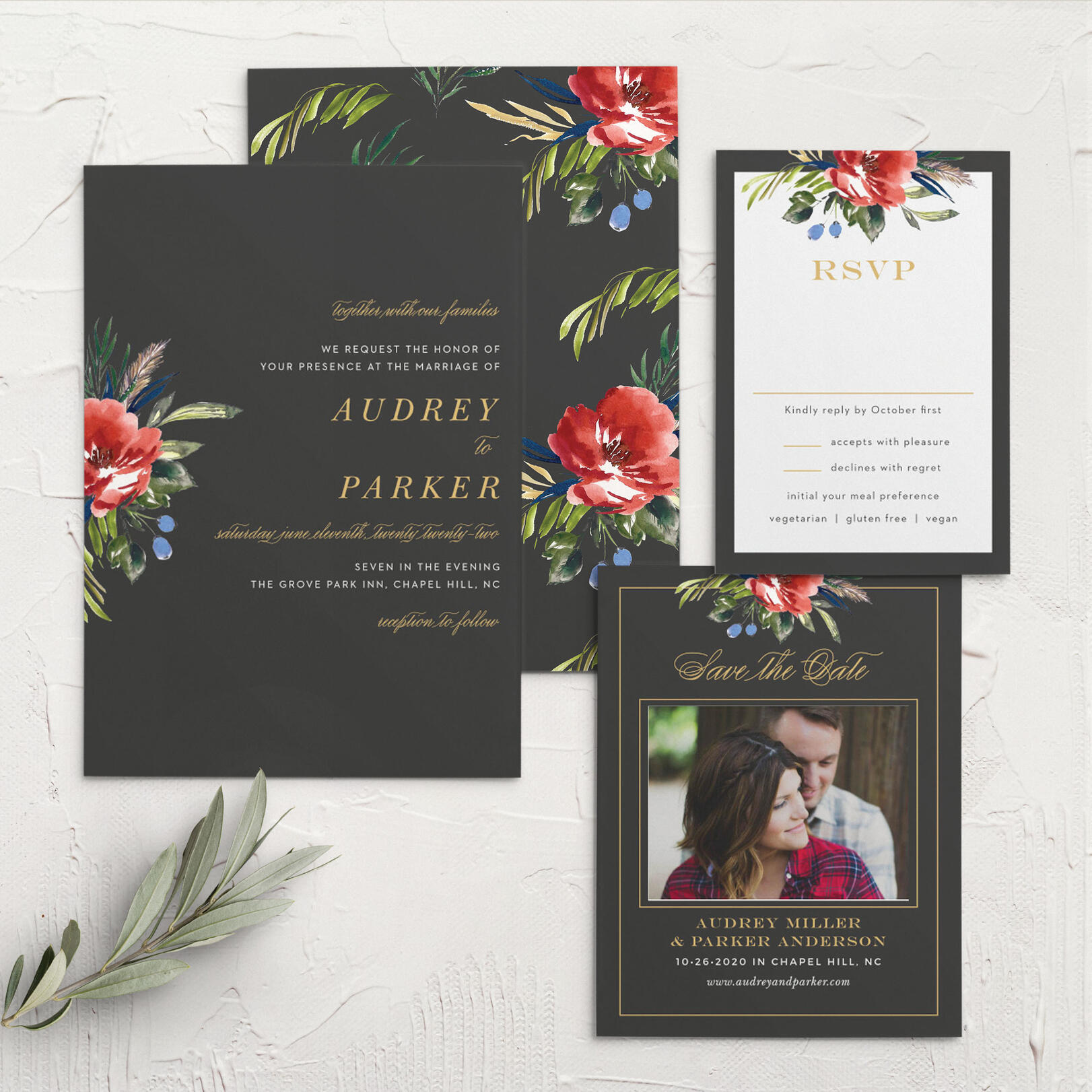 Arctic Florist Foil Wedding Invitations