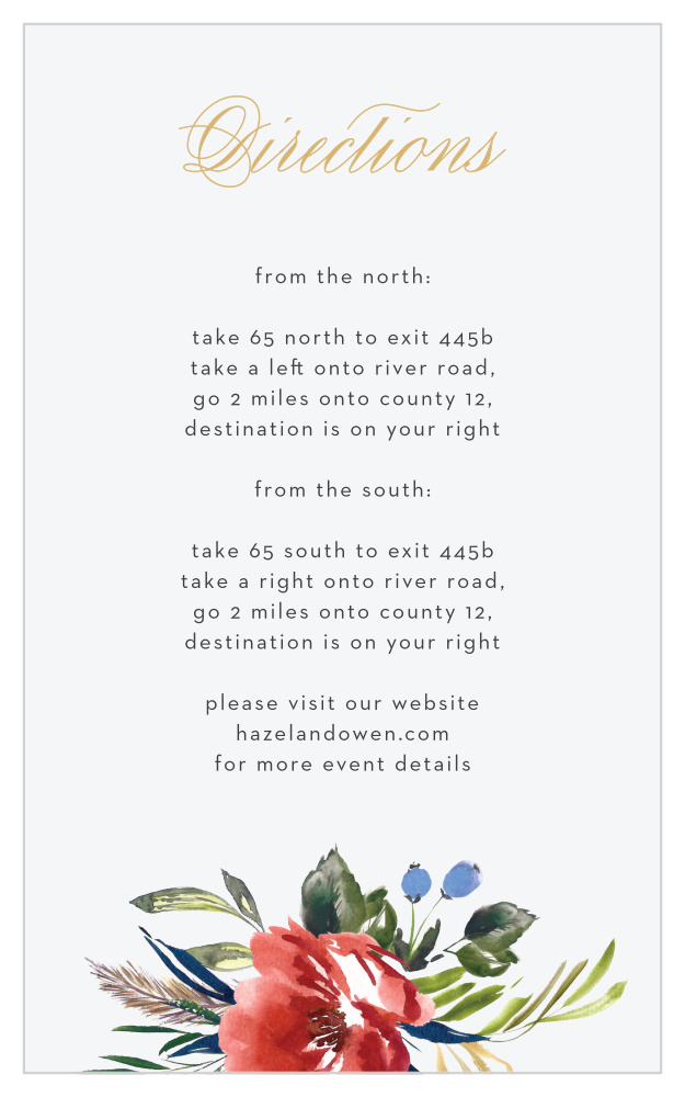 Arctic Florist Foil Direction Cards