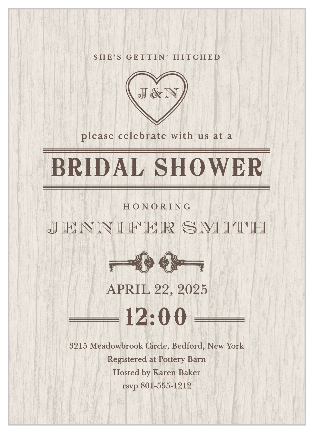 Carved Wood Bridal Shower Invitations