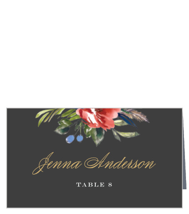 Personalize the Arctic Florist Foil Place Cards colors and fonts to coordinate with your wedding theme.