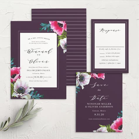 Vibrant Anemone Wedding Invitations