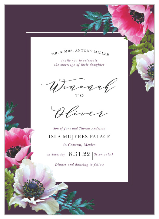 The Vibrant Anemone Wedding Invitations are an exquisite display of contrasts.